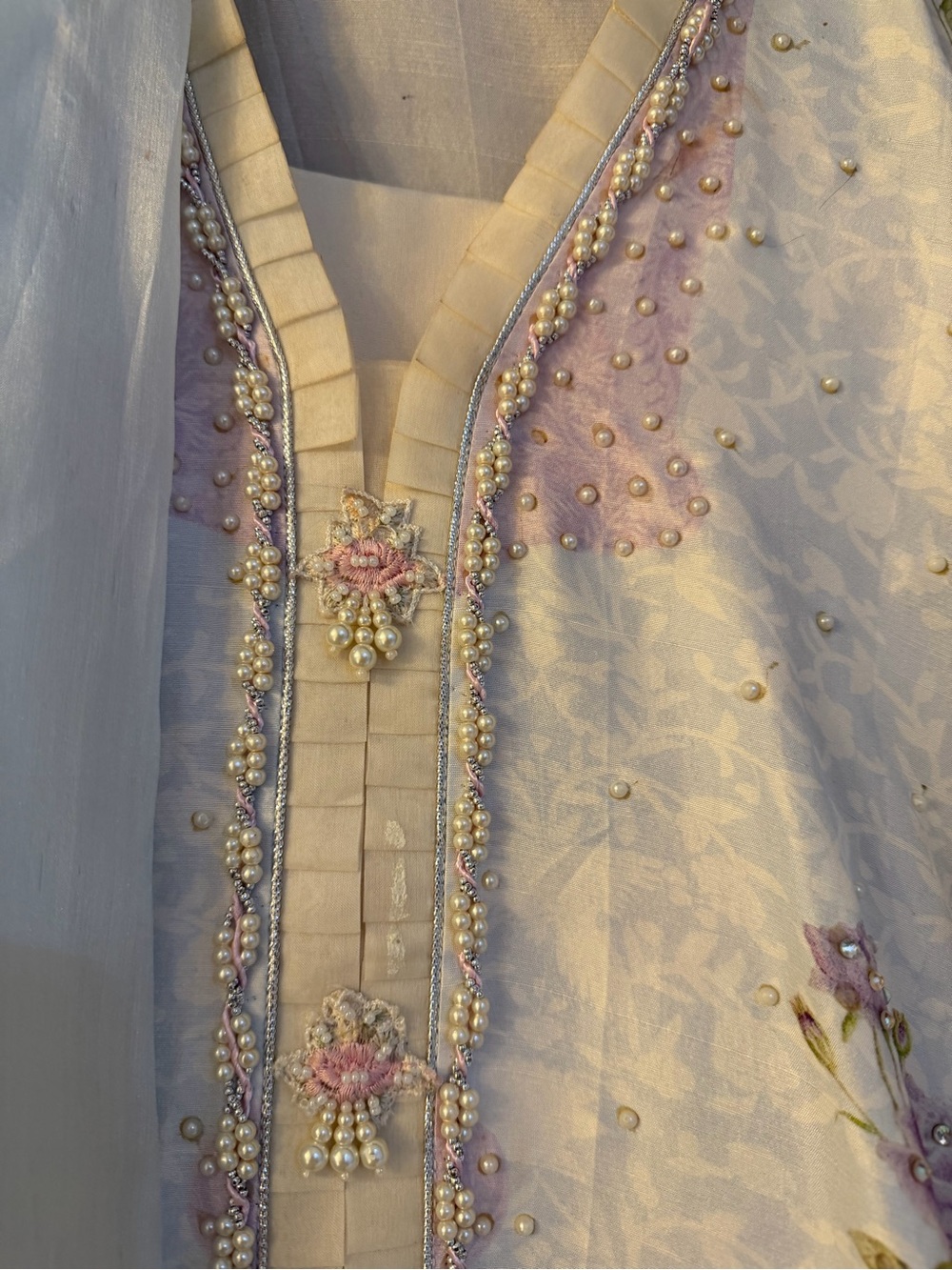 Elegant Pastel Floral Tunic Dress - Women's Light Lavender - Picture 7 of 9